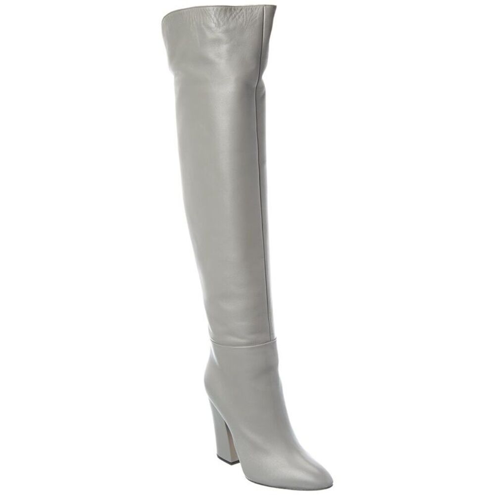 Sergio Rossi Scarlett Leather Over-The-Knee Boot, Grey